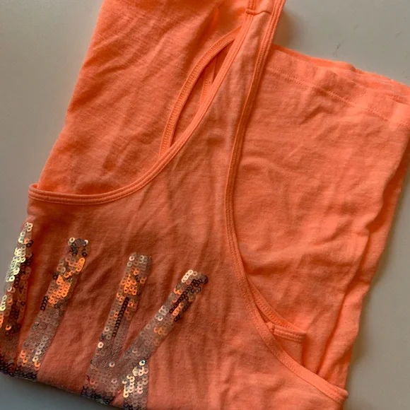 Victoria’s Secret PINK Fluorescent Orange Racer Back Tank Top - Picture 6 of 9